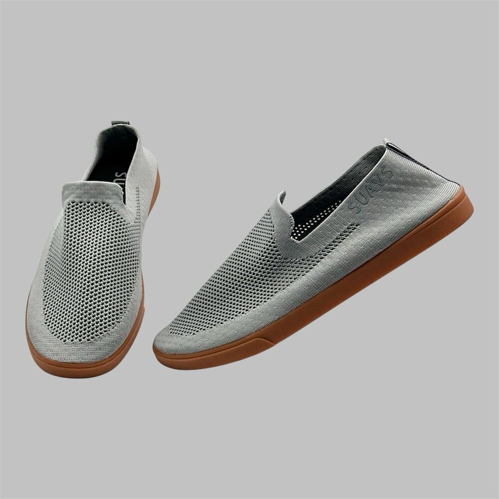 SUAVS The Barton Shoe Grey Slip-on 100% Recycled Knit Womens Size 9.5 Mens 7.5